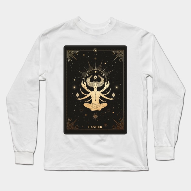 Cancer Zodiac Sign Metallic Long Sleeve T-Shirt by Noveltiko